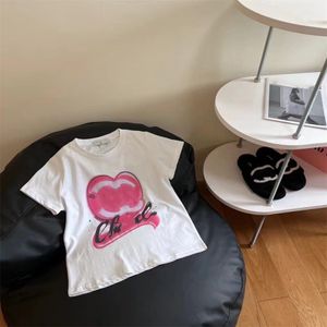 T-shirt femme designer été col rond haut léger luxe haut de gamme pur coton lettre amour imprimé blanc manches courtes