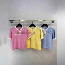 T-shirt de créateur de t-shirt pour femmes 2024 début de printemps Nouveau Nanyou Miu Academy Girl Style Age réducteur Lettre de contraste