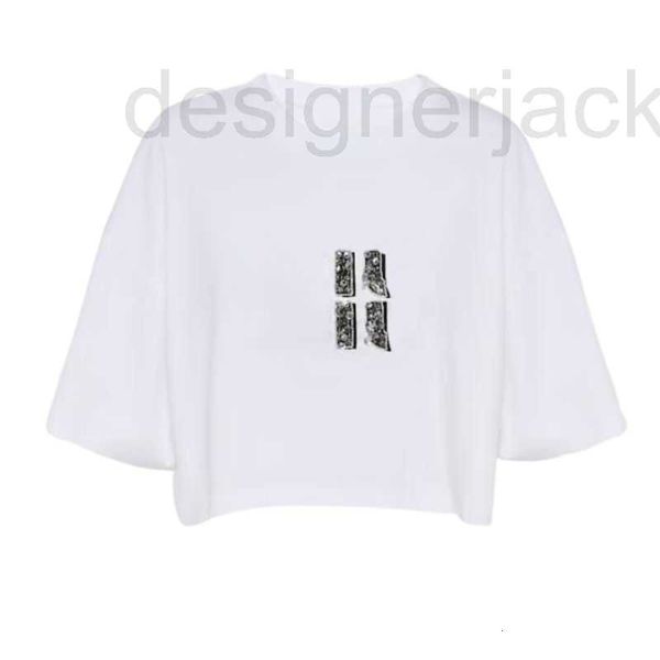 Camiseta de mujer Camiseta de diseñador Camisetas Tops con patrón de letras Niñas Vintage Crop Brand Jersey Runway Cotton Loose Short Pullover Shirt Outwear 9GUJ