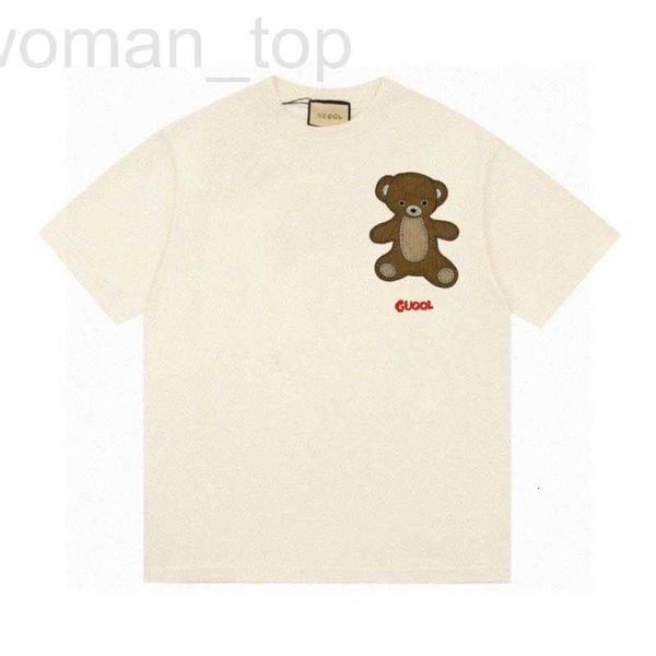 Designer de t-shirt pour femme vérifié et corrigé 2023 Summer New G Home Sticker Cartoon Little Bear Broderie T-shirt à manches courtes pour homme VW52
