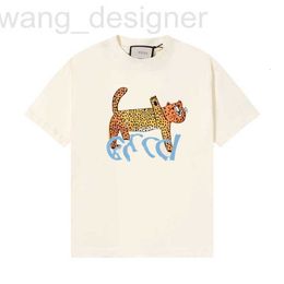Dames T-shirtontwerper Verified versie Correct luxe modemerk Luipard Animal Print Short Sleved T-shirt met bodem voor mannen en vrouwen Cartoon Casual High Shi