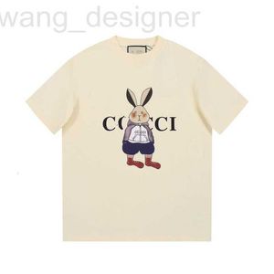 T-shirt pour femmes Version vérifiée, bonne marque luxueuse et tendance, imprimé lapin, t-shirt à manches courtes à cou rond, couple de qualité originale décontractée S60B