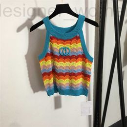 T-shirt da donna Designer da donna Summer Knitting Designer Top Letter Printing T-table da donna in cotone Top corto Abbigliamento High end Color Wave Pullover Canotta