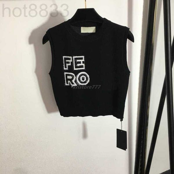 T-shirt pour femme Designer Women Tee Vest Knits t Shirts Tops avec des lettres Motif Girls Crop Milan Runway High End Luxury Brand Stretch Sleeveless Pullover Shirt 16WC