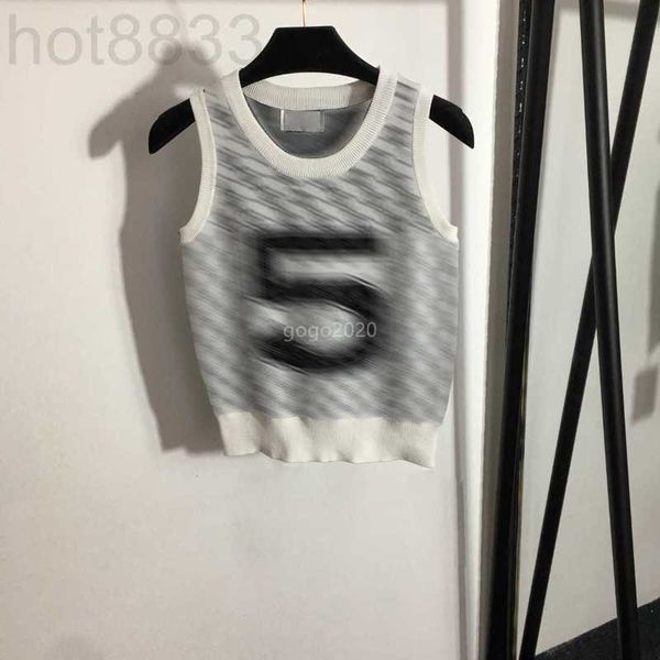 T-shirt pour femme Designer Women Tee Vest Knits t Shirts Tops avec All-over Letters Girls Crop Runway High End Brand Stretch Sleeveless Camisole Pullover SQ3S