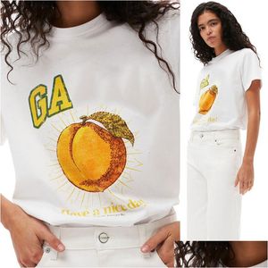T-shirt de t-shirt pour femmes T-shirt Summer Fashion Vintage Letter Fruit Print Round Coton Coton Coton Cortique courte 240227 DROP DEL DH2G0