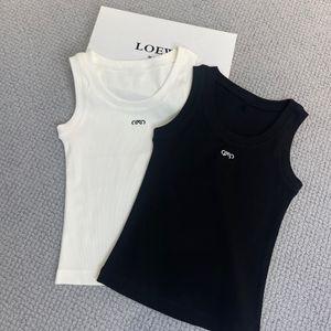 T-shirt féminin Designers Women Knits Fashion Knited Vest broderie Pure White Pure Black Summertime Sports T-shirt extérieur