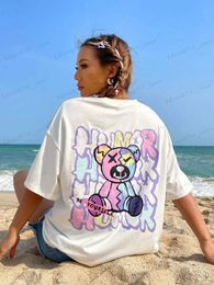 Camiseta para mujer Doodle Humor Puppet Bear Be Yourself Slogan Camisetas para mujer Moda Algodón Manga corta O-cuello Transpirable Camiseta de verano Camisetas suaves T240129