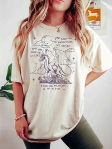 Dames T-shirt Dragon Print Womens T-shirt Crew Neck Extra grote dameskleding losse korte mouw dames grafische t-shirt letter y2k topl2404