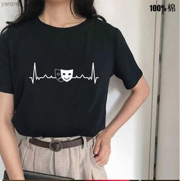 T-shirt féminin Drama Heartbeat Imprimé Femme Tshirt Coton Casual Funny T-shirt pour Yong Lady Girl Top T 13 Colors Drop Ship Y240420