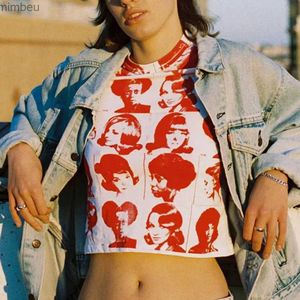 Dames T-shirt E-girl Harajuku Grafische Print T-shirt Jaren '90 Vrouwen Vintage Crop Top Y2K Esthetische Zomer Slim Fit Tees Tops Street chic Gothic PunkC24319