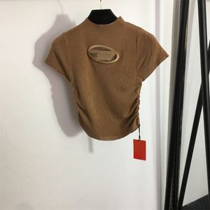Dames T-shirt Embrodery Letter Jumper Top T-shirts voor dames Mode Street Designer Pullover Crop Tops Sexy Slim Strak