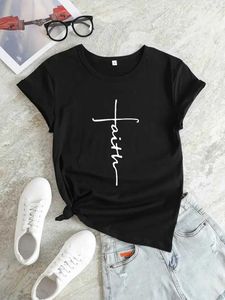 T-shirt pour femmes T-shirt T-shirt Religion Design Imprimé femmes Vêtements esthétiques croyants fevings Tops Basic White Short Slve Summer T-shirt Y240506