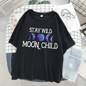 Damen-T-Shirt, modisch, lässig, Mondfinsternis-Druck, kurzärmelig, lustiges süßes Planeten-Top