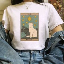 Camiseta de mujer Fashion Tarot Cat Camisetas impresas para mujeres