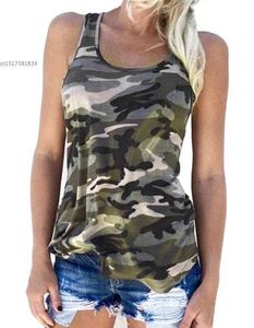 T-shirt pour femmes camouflage pour femmes à la mode camouflage ultra-mince t-shirt Military Imprimé Vêtements sans manches T-shirt décontracté vestige d'été blusa s-xl u2l2405