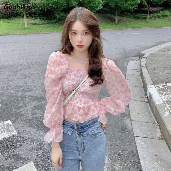 T-shirt Femme Flare Sle Blouses Femmes Cropped Floral Ruffles Design Sweet Classic Prairie Tender French Spring New Jer Holiday InsL231208