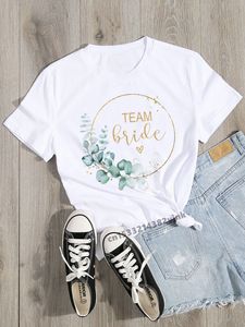 Dames t -shirt bloemen vrijgezellenteam bruid bruidspartij vrouwen evjf tee shirt casual dames basic o kraag witte korte mouwen t -shirt meisje 230419