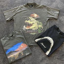 Vrouwen s T-shirt Kikker Drift Streetwear Modemerk Vintage Animal Graphics Sharks Oversized Wassen Losse Tee Tops T-shirt voor Mannen 230713