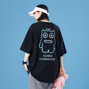 T-Shirt Femme Drôle Réfléchissant Anime Graphique Top Tees Pour Femmes 2022 Été Casual Vêtements Filles Surdimensionné Hip Hop Streetwear Imprimé T S