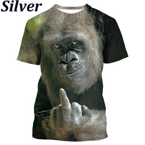 Dames T-shirt Grappig T-shirt Zomer Grappig Grafisch Dierenmode Nieuwe parodie Gorilla Grappige aap Heren Dames Unisex Persoonlijkheid 3D-geprinte T-Shi L24312