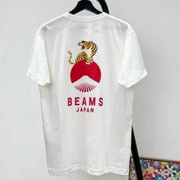 T-shirt femme haute qualité Tiger Mount Print BEAMS JAPAN T-shirt doux et confortable col rond hauts unisexe tous les faisceaux assortis T-shirts J240309