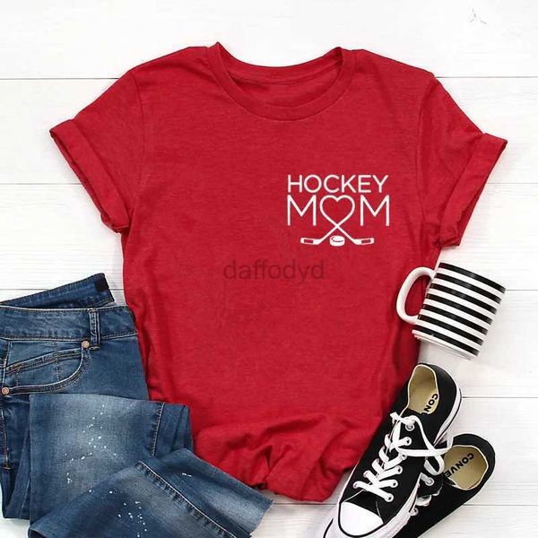 T-shirt femme Hockey Mom Shirt Fête des Mères Cadeau Sport Maman Chemise 100% Coton O-Cou Été Plus Taille Manches Courtes Femmes Haut Tendance 240322