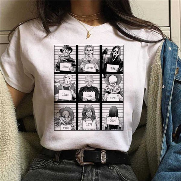 T-Shirt Femme Horror Friends Pennywise Michael Myers Jason Voorhees Halloween T-Shirt Femme Top Ouija T Shirt Camiseta T-shirt Femme Manches Courtes P230510