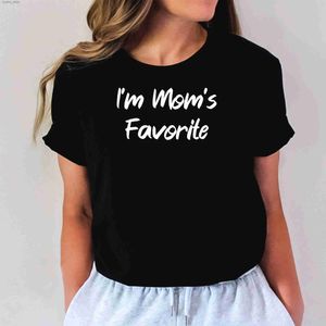 T-shirt femme Je suis mon T-shirt imprimé préféré de ma mère, col à manches courtes, haut décontracté d'été et de printemps et vêtements pour femmes 24329