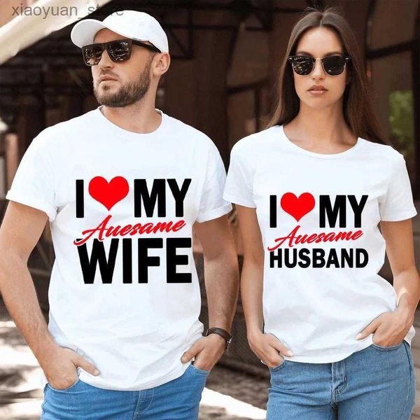 Camiseta para mujer Amo a mi increíble esposa Marido Camisetas Luna de miel Pareja Trajes Citas Parejas Regalos de aniversario Hombres Mujeres Camiseta de gran tamaño 240130