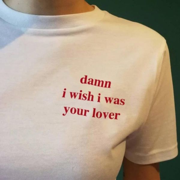 T-shirt pour femme I Wish Was Your Lover Shirts Unisex Hommes Femmes Pocket Print Graphic Saying Tees Plus Size Pure Cotton Street Aesthetic Tshirt