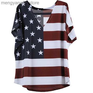 T-shirt pour femmes Independence Day T-shirt à manches courtes Drapeau américain Lâche Casual Top à manches courtes Femmes T230517