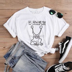 Vrouwen T-shirt Interessant kikkervormig T-shirt voor dames Hallo, hoe gaat het?Slogan T-shirt voor dames Harajuku top straatkleding esthetisch T-shirt 240323