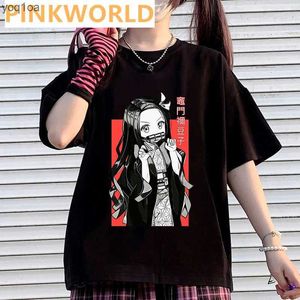 T-shirt Femme Japonais Anime Cartoon Funny Fashioin Womens T-shirt imprimé dames T-shirt base décontractée col rond chemise noire à manches courtes TshirtL2403