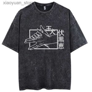 T-Shirt Femme Japonais Anime Fushiguro Megumi T-shirt Graphique pour Hommes Nouveau Vintage Lavé Coton T-Shirts Hauts Surdimensionné Harajuku Streetwear Tees 240130