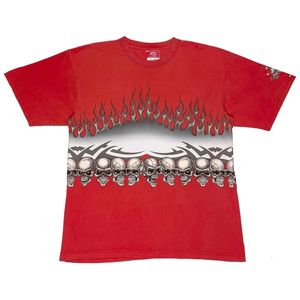 T-shirt Femme JNCO T-shirt Y2K Hip Hop Rétro Crâne Graphique Imprimé Rouge Surdimensionné Tshirt Hommes Femmes Harajuku Mode Gothique Tops Streetwear 230825
