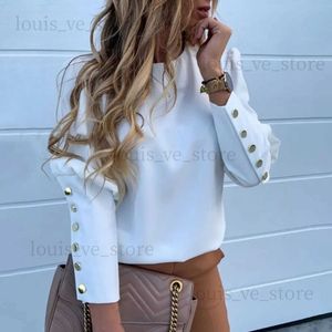 T-shirt féminin Jocoo jolee Femmes Metal Boutons à manches longues Blouse Blouse Lady Shirt Casual Pineapple Tops surdimensionné surdimension