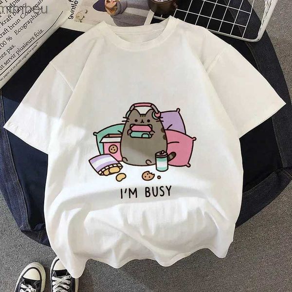 T-shirt Femme Kaii Fat Cat t-shirt enfants nouvel été mignon mode enfants t-shirt section mince Hipster filles t-shirt hauts vêtements BAL541 L240201