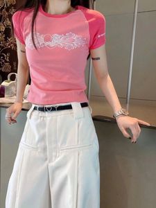 T-Shirt Femme Kalevest Y2K Streetwear T-Shirts Mode Coréenne Femmes Tops Manches Courtes Rose T-Shirts Rave Outfits Top Gyaru Graphic Tees 230427