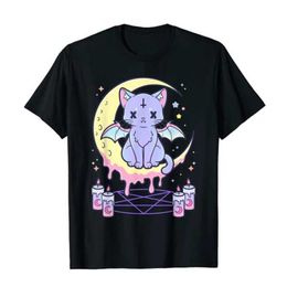 T-shirt féminin kawaii pastel goth mignon crpy noire chat tshirt femme été xs-4xl tops créatif motif personzé strt t y2k t240510