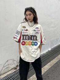 Dames s t -shirt Kemeja bisbol bordir retro Amerika Kaus Lengan Pendek Hip Hop Harajuku Seragam Mode Kasual Streetwear Vintage 230509