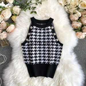 T-Shirt Femme Tricot Débardeur Femme Binder Poitrine Corset Femme Nice Tops Hault Femmes Camisoles pour Femmes Crop Tanks Sexy Cami Houndstooth J230627