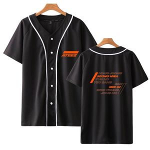 Camiseta femenina kpop ateez manga corta béisbol mujeres/hombres k- casual verano haruku la camiseta
