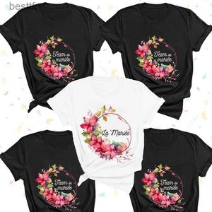 Dames T-shirt La Mariee Team Bruid T-shirt Bruidsmeisje Top Dames Vrijgezellenfeest T-shirts Korte Sle Tee Shirts Team De La Mariee Tops 240311