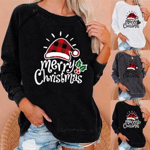 T-Shirt de noël pour femmes, sweat-shirt à col rond, décontracté, ample, manches longues, pull, haut à motif imprimé, mode d'hiver