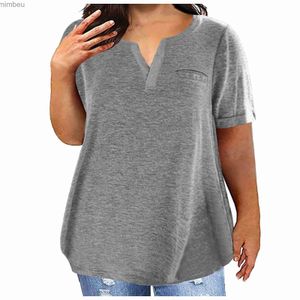 Dames T-shirt Dames Top V-hals Mode Effen Kleur Korte mouw Zak Los T-shirt Shirts voor dames 2x Dames onder TopsC24319