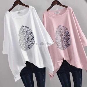 T-Shirt à manches courtes pour femmes, vêtement d'été coréen, ample, fin, blanc, imprimé, 240322