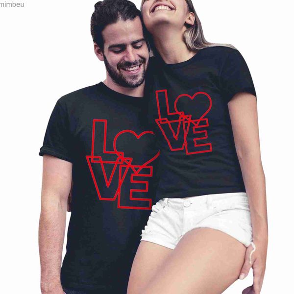 Camiseta para mujer Camiseta a juego con letras Mujeres Hombres Amantes Estilo de pareja Moda Manga corta Camiseta con cuello redondo Regalo de novia C24319