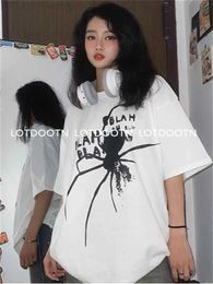 Dames T-shirt LOTDOOTN Zomer Y2k Tops Dames Harajuku Goth Spider T-shirt Zomer Print Korte Sle Losse Unisex Koppels Kleding Oversized Tees L24312