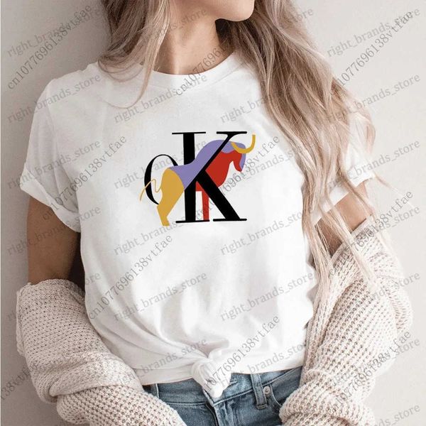 T-Shirt Femme Luxe Y2k Imprimer Grande Taille Vêtements Pour Femmes T-shirts En Plein Air Streetwear Simple Vêtements Pour Femmes Mode Chemise À Manches Courtes Hauts T240122